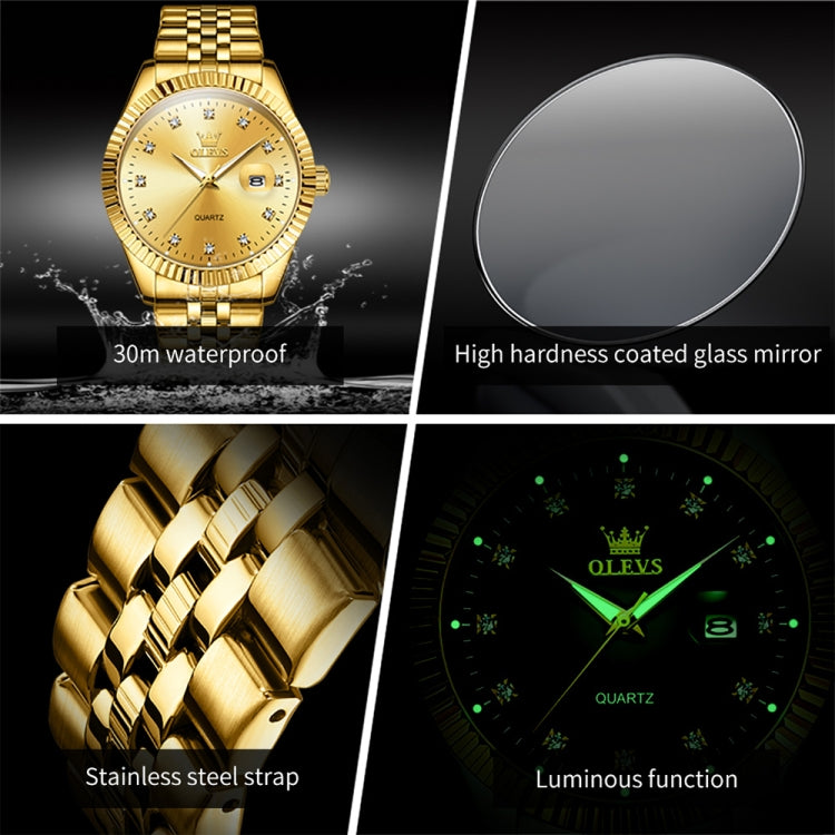 OLEVS 5526 Men Diamond Set Luminous Waterproof Quartz Watch