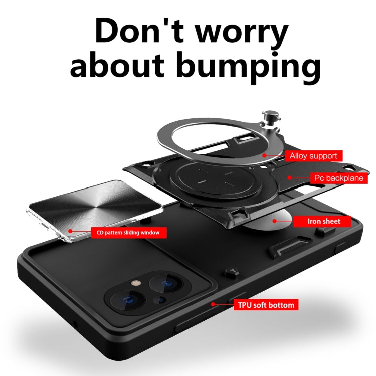 CD Texture Sliding Camshield Magnetic Holder Phone Case, For Xiaomi Poco M5 5G, For Xiaomi Redmi A1 4G, For Xiaomi Redmi Note 11 Global, For Xiaomi Redmi K40S / Poco F4, For Xiaomi Poco M4 Pro 4G, For Xiaomi Poco X4 Pro 5G, For Xiaomi Redmi Note 11 4G ...