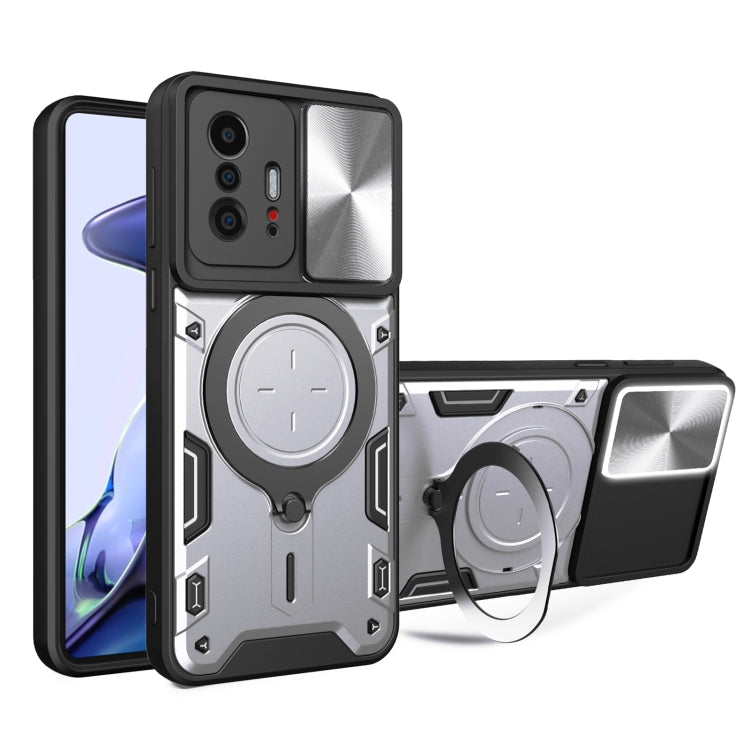 CD Texture Sliding Camshield Magnetic Holder Phone Case, For Xiaomi 11T, For Xiaomi Mi 11 Lite 4G / 5G, For Xiaomi Redmi Note 9 4G