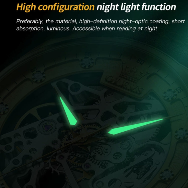 OLEVS 6651 Men Luminous Waterproof Hollow Mechanical Watch