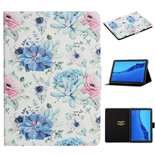 Load image into Gallery viewer, Flower Pattern Horizontal Flip Leather Case with Card Slots &amp; Holder, For Huawei MediaPad M5 lite 10.1, For Huawei MediaPad T5, For Lenovo Tab M10, For Lenovo Tab M10 Plus, For Samsung Galaxy Tab A 8.0 2019, For Samsung Galaxy Tab A 10.1 (2019)        ...