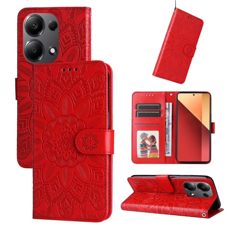 Embossed Sunflower Leather Phone Case, For Xiaomi Redmi A3, For Xiaomi Redmi Note13 Pro 4G Global/Poco M6 Pro 4G, For Xiaomi Redmi Note13 4G, For Xiaomi Redmi K70E, For Xiaomi 14 Ultra, For Xiaomi 14 Pro, For Xiaomi 14, For Xiaomi Redmi Note13 5G Globa...