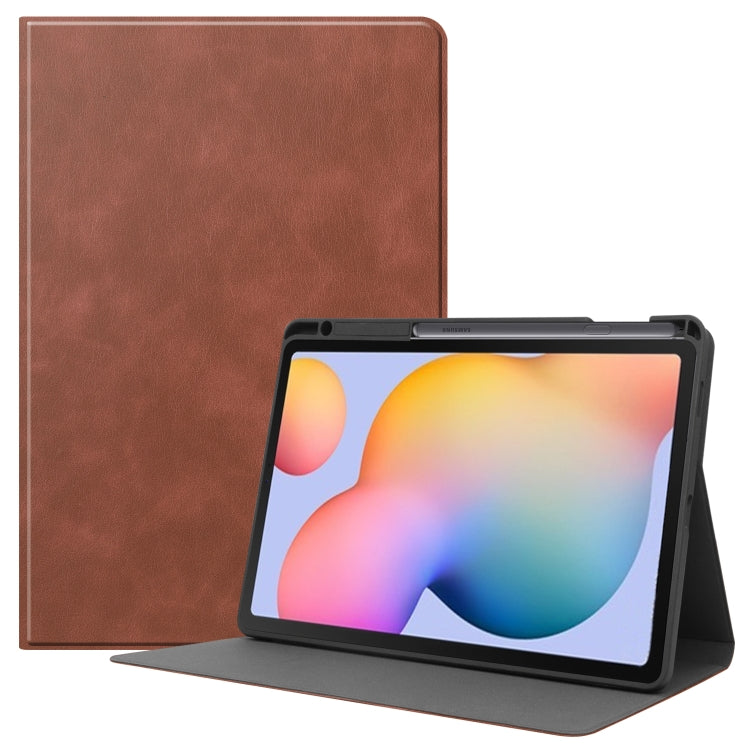 For Samsung Galaxy Tab S6 Lite P610 / P615 Cowhide Texture TPU Tablet Horizontal Flip Leather Case with Holder & Sleep / Wake-Up Function & Pen Slot