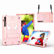 Load image into Gallery viewer, Spider Texture Silicone Hybrid PC Tablet Case with Shoulder Strap