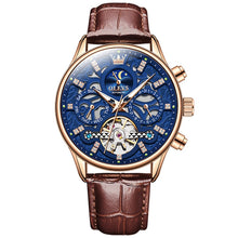 Load image into Gallery viewer, OLEVS 6658 Men Luminous Waterproof Leather Strap Mechanical Watch
