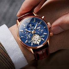 Load image into Gallery viewer, OLEVS 6658 Men Luminous Waterproof Leather Strap Mechanical Watch