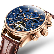Load image into Gallery viewer, OLEVS 6658 Men Luminous Waterproof Leather Strap Mechanical Watch