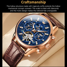 Load image into Gallery viewer, OLEVS 6658 Men Luminous Waterproof Leather Strap Mechanical Watch