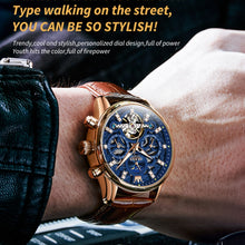 Load image into Gallery viewer, OLEVS 6658 Men Luminous Waterproof Leather Strap Mechanical Watch