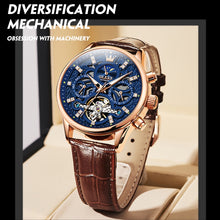 Load image into Gallery viewer, OLEVS 6658 Men Luminous Waterproof Leather Strap Mechanical Watch