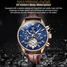 Load image into Gallery viewer, OLEVS 6658 Men Luminous Waterproof Leather Strap Mechanical Watch
