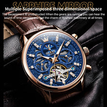Load image into Gallery viewer, OLEVS 6658 Men Luminous Waterproof Leather Strap Mechanical Watch