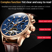 Load image into Gallery viewer, OLEVS 6658 Men Luminous Waterproof Leather Strap Mechanical Watch