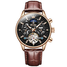 Load image into Gallery viewer, OLEVS 6658 Men Luminous Waterproof Leather Strap Mechanical Watch