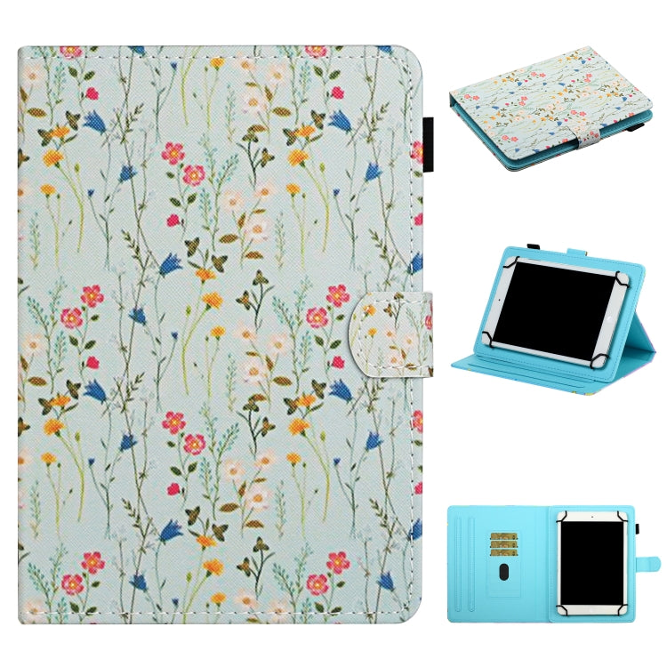 Flower Pattern Horizontal Flip Leather Case with Card Slots & Holder