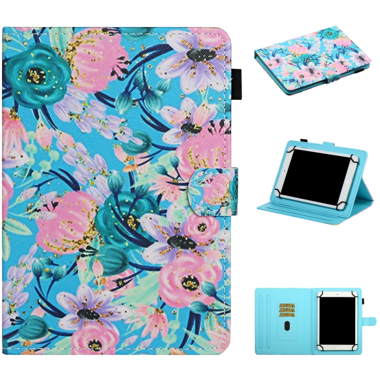 Flower Pattern Horizontal Flip Leather Case with Card Slots & Holder