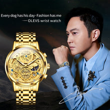 Load image into Gallery viewer, OLEVS 9947 Men Multifunctional Hollow Waterproof Quartz Watch
