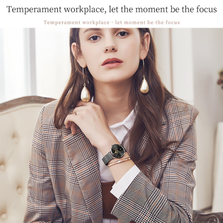 OLEVS 5869 Ladies Business Waterproof Steel Strap Quartz Watch