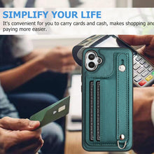 Load image into Gallery viewer, Shockproof Leather Phone Case with Wrist Strap, For Samsung Galaxy A04E / F04 / M04, For Samsung Galaxy A14 4G / A14 5G, For Samsung Galaxy A34 5G, For Samsung Galaxy A54 5G, For Samsung Galaxy S23 Ultra, For Samsung Galaxy S23, For Samsung Galaxy A04 ...