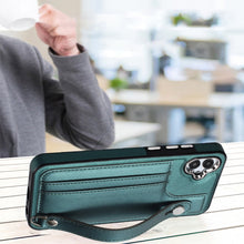 Load image into Gallery viewer, Shockproof Leather Phone Case with Wrist Strap, For Samsung Galaxy A04E / F04 / M04, For Samsung Galaxy A14 4G / A14 5G, For Samsung Galaxy A34 5G, For Samsung Galaxy A54 5G, For Samsung Galaxy S23 Ultra, For Samsung Galaxy S23, For Samsung Galaxy A04 ...
