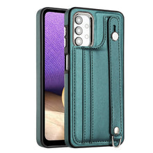 Load image into Gallery viewer, Shockproof Leather Phone Case with Wrist Strap, For Samsung Galaxy A23 4G / F23 5G / M23 5G, For Samsung Galaxy A53 5G, For Samsung Galaxy A73 5G, For Samsung Galaxy A33 5G, For Samsung Galaxy A13 4G, For Samsung Galaxy S22 Ultra 5G                    ...