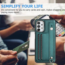 Load image into Gallery viewer, Shockproof Leather Phone Case with Wrist Strap, For Samsung Galaxy A23 4G / F23 5G / M23 5G, For Samsung Galaxy A53 5G, For Samsung Galaxy A73 5G, For Samsung Galaxy A33 5G, For Samsung Galaxy A13 4G, For Samsung Galaxy S22 Ultra 5G                    ...