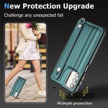 Load image into Gallery viewer, Shockproof Leather Phone Case with Wrist Strap, For Samsung Galaxy A23 4G / F23 5G / M23 5G, For Samsung Galaxy A53 5G, For Samsung Galaxy A73 5G, For Samsung Galaxy A33 5G, For Samsung Galaxy A13 4G, For Samsung Galaxy S22 Ultra 5G                    ...