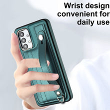 Load image into Gallery viewer, Shockproof Leather Phone Case with Wrist Strap, For Samsung Galaxy A23 4G / F23 5G / M23 5G, For Samsung Galaxy A53 5G, For Samsung Galaxy A73 5G, For Samsung Galaxy A33 5G, For Samsung Galaxy A13 4G, For Samsung Galaxy S22 Ultra 5G                    ...