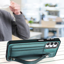 Load image into Gallery viewer, Shockproof Leather Phone Case with Wrist Strap, For Samsung Galaxy A23 4G / F23 5G / M23 5G, For Samsung Galaxy A53 5G, For Samsung Galaxy A73 5G, For Samsung Galaxy A33 5G, For Samsung Galaxy A13 4G, For Samsung Galaxy S22 Ultra 5G                    ...