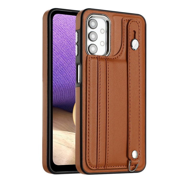 Shockproof Leather Phone Case with Wrist Strap, For Samsung Galaxy A23 4G / F23 5G / M23 5G, For Samsung Galaxy A53 5G, For Samsung Galaxy A73 5G, For Samsung Galaxy A33 5G, For Samsung Galaxy A13 4G, For Samsung Galaxy S22 Ultra 5G                    ...