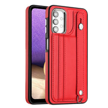 Load image into Gallery viewer, Shockproof Leather Phone Case with Wrist Strap, For Samsung Galaxy A23 4G / F23 5G / M23 5G, For Samsung Galaxy A53 5G, For Samsung Galaxy A73 5G, For Samsung Galaxy A33 5G, For Samsung Galaxy A13 4G, For Samsung Galaxy S22 Ultra 5G                    ...