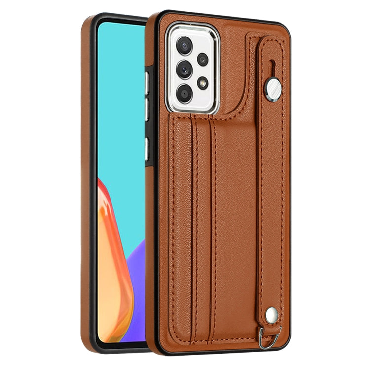 Shockproof Leather Phone Case with Wrist Strap, For Samsung Galaxy A23 4G / F23 5G / M23 5G, For Samsung Galaxy A53 5G, For Samsung Galaxy A73 5G, For Samsung Galaxy A33 5G, For Samsung Galaxy A13 4G, For Samsung Galaxy S22 Ultra 5G                    ...