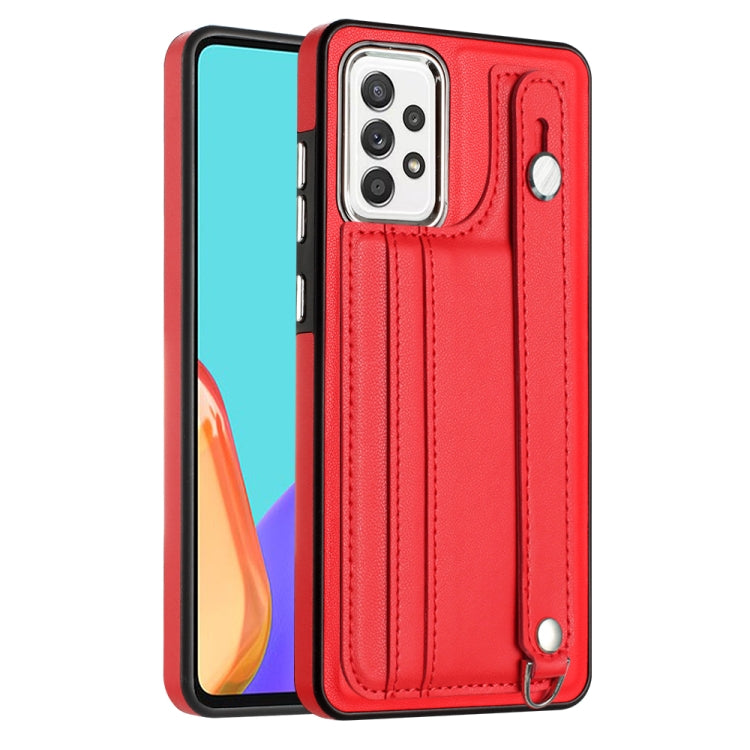 Shockproof Leather Phone Case with Wrist Strap, For Samsung Galaxy A23 4G / F23 5G / M23 5G, For Samsung Galaxy A53 5G, For Samsung Galaxy A73 5G, For Samsung Galaxy A33 5G, For Samsung Galaxy A13 4G, For Samsung Galaxy S22 Ultra 5G                    ...