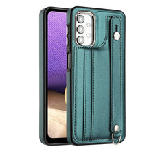 Load image into Gallery viewer, Shockproof Leather Phone Case with Wrist Strap, For Samsung Galaxy A23 4G / F23 5G / M23 5G, For Samsung Galaxy A53 5G, For Samsung Galaxy A73 5G, For Samsung Galaxy A33 5G, For Samsung Galaxy A13 4G, For Samsung Galaxy S22 Ultra 5G                    ...