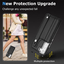 Load image into Gallery viewer, Shockproof Leather Phone Case with Wrist Strap, For Samsung Galaxy A23 4G / F23 5G / M23 5G, For Samsung Galaxy A53 5G, For Samsung Galaxy A73 5G, For Samsung Galaxy A33 5G, For Samsung Galaxy A13 4G, For Samsung Galaxy S22 Ultra 5G                    ...