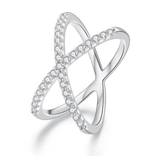 Load image into Gallery viewer, S925 Sterling Silver White Gold Plated Dual Layer Moissanite Ring Hand Decoration, MSR036-6, MSR036-7, MSR036-8, MSR036-9