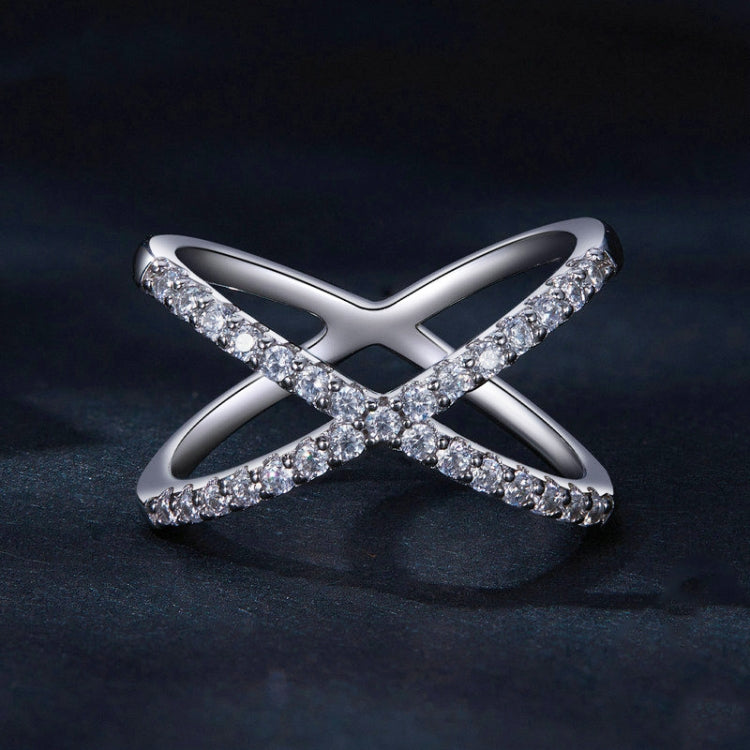 S925 Sterling Silver White Gold Plated Dual Layer Moissanite Ring Hand Decoration, MSR036-6, MSR036-7, MSR036-8, MSR036-9