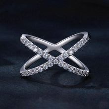 Load image into Gallery viewer, S925 Sterling Silver White Gold Plated Dual Layer Moissanite Ring Hand Decoration, MSR036-6, MSR036-7, MSR036-8, MSR036-9