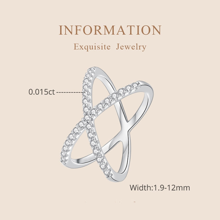 S925 Sterling Silver White Gold Plated Dual Layer Moissanite Ring Hand Decoration, MSR036-6, MSR036-7, MSR036-8, MSR036-9