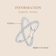 Load image into Gallery viewer, S925 Sterling Silver White Gold Plated Dual Layer Moissanite Ring Hand Decoration, MSR036-6, MSR036-7, MSR036-8, MSR036-9