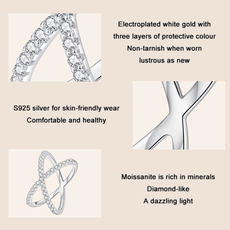 S925 Sterling Silver White Gold Plated Dual Layer Moissanite Ring Hand Decoration, MSR036-6, MSR036-7, MSR036-8, MSR036-9
