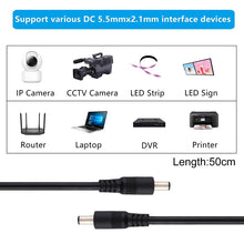 Load image into Gallery viewer, DC Power Plug 5.5 x 2.1mm Male to Male Adapter Connector Cable, 50cm, 1m, 1.5m