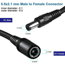 Load image into Gallery viewer, 5.5 x 2.1mm Female to Male DC Power Extension Cable, 1m, 1.5m, 3m, 5m, 10m