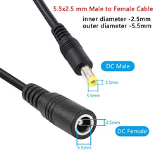 Load image into Gallery viewer, 5.5 x 2.5mm Female to Male DC Power Extension Cable, 1m, 1.5m, 3m, 5m, 10m