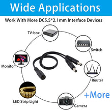 Load image into Gallery viewer, 5.5 x 2.1mm 1 to 2 Female to Male Plug DC Power Splitter Adapter Power Cable, Cable Length: 30cm