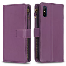 Load image into Gallery viewer, 9 Card Slots Zipper Wallet Leather Flip Phone Case, For Xiaomi Redmi Note 10 Pro, For Xiaomi Redmi Note 10, For Xiaomi Poco X3, For Xiaomi Redmi 9A, For Xiaomi Redmi 9, For Xiaomi Redmi 9C, For Xiaomi Redmi Note 9 Pro Max