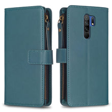 Load image into Gallery viewer, 9 Card Slots Zipper Wallet Leather Flip Phone Case, For Xiaomi Redmi Note 10 Pro, For Xiaomi Redmi Note 10, For Xiaomi Poco X3, For Xiaomi Redmi 9A, For Xiaomi Redmi 9, For Xiaomi Redmi 9C, For Xiaomi Redmi Note 9 Pro Max
