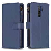 Load image into Gallery viewer, 9 Card Slots Zipper Wallet Leather Flip Phone Case, For Xiaomi Redmi Note 10 Pro, For Xiaomi Redmi Note 10, For Xiaomi Poco X3, For Xiaomi Redmi 9A, For Xiaomi Redmi 9, For Xiaomi Redmi 9C, For Xiaomi Redmi Note 9 Pro Max