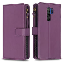 Load image into Gallery viewer, 9 Card Slots Zipper Wallet Leather Flip Phone Case, For Xiaomi Redmi Note 10 Pro, For Xiaomi Redmi Note 10, For Xiaomi Poco X3, For Xiaomi Redmi 9A, For Xiaomi Redmi 9, For Xiaomi Redmi 9C, For Xiaomi Redmi Note 9 Pro Max