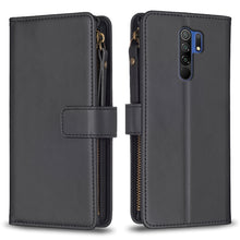 Load image into Gallery viewer, 9 Card Slots Zipper Wallet Leather Flip Phone Case, For Xiaomi Redmi Note 10 Pro, For Xiaomi Redmi Note 10, For Xiaomi Poco X3, For Xiaomi Redmi 9A, For Xiaomi Redmi 9, For Xiaomi Redmi 9C, For Xiaomi Redmi Note 9 Pro Max
